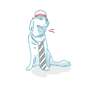 Visualisierung von Quality Time: gezeichneter Hund mit Krawatte und Hut