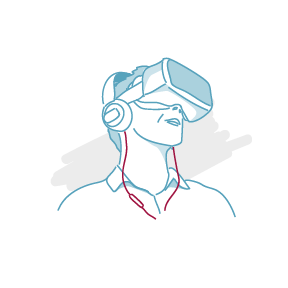 Visualisierung Moderne Arbeitswelten: Person mit VR-Brille